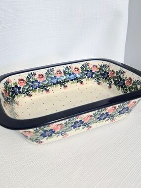 Ceramika Bolesławiec Polish Pottery Loaf Dish Garden Party Poland Baking Pan